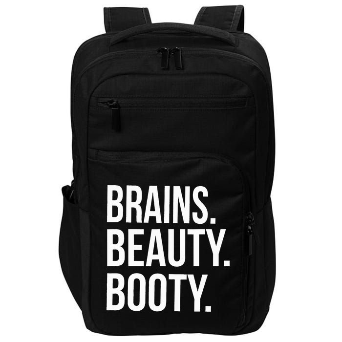Brains. Beauty. Booty. Cute Funny Workout Impact Tech Backpack