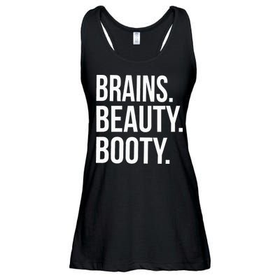 Brains. Beauty. Booty. Cute Funny Workout Ladies Essential Flowy Tank