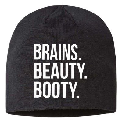 Brains. Beauty. Booty. Cute Funny Workout Sustainable Beanie