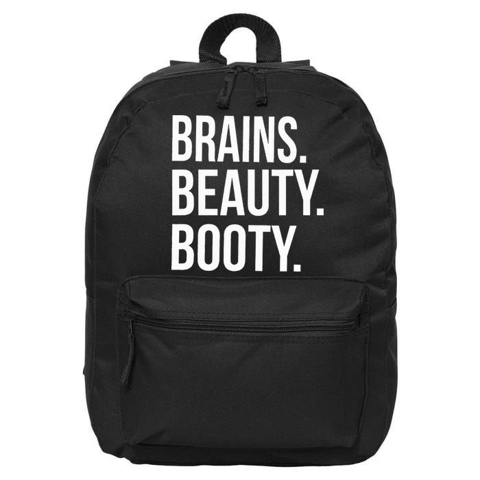 Brains. Beauty. Booty. Cute Funny Workout 16 in Basic Backpack