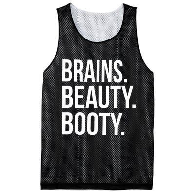 Brains. Beauty. Booty. Cute Funny Workout Mesh Reversible Basketball Jersey Tank