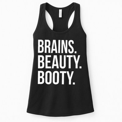 Brains. Beauty. Booty. Cute Funny Workout Womens Tank Top