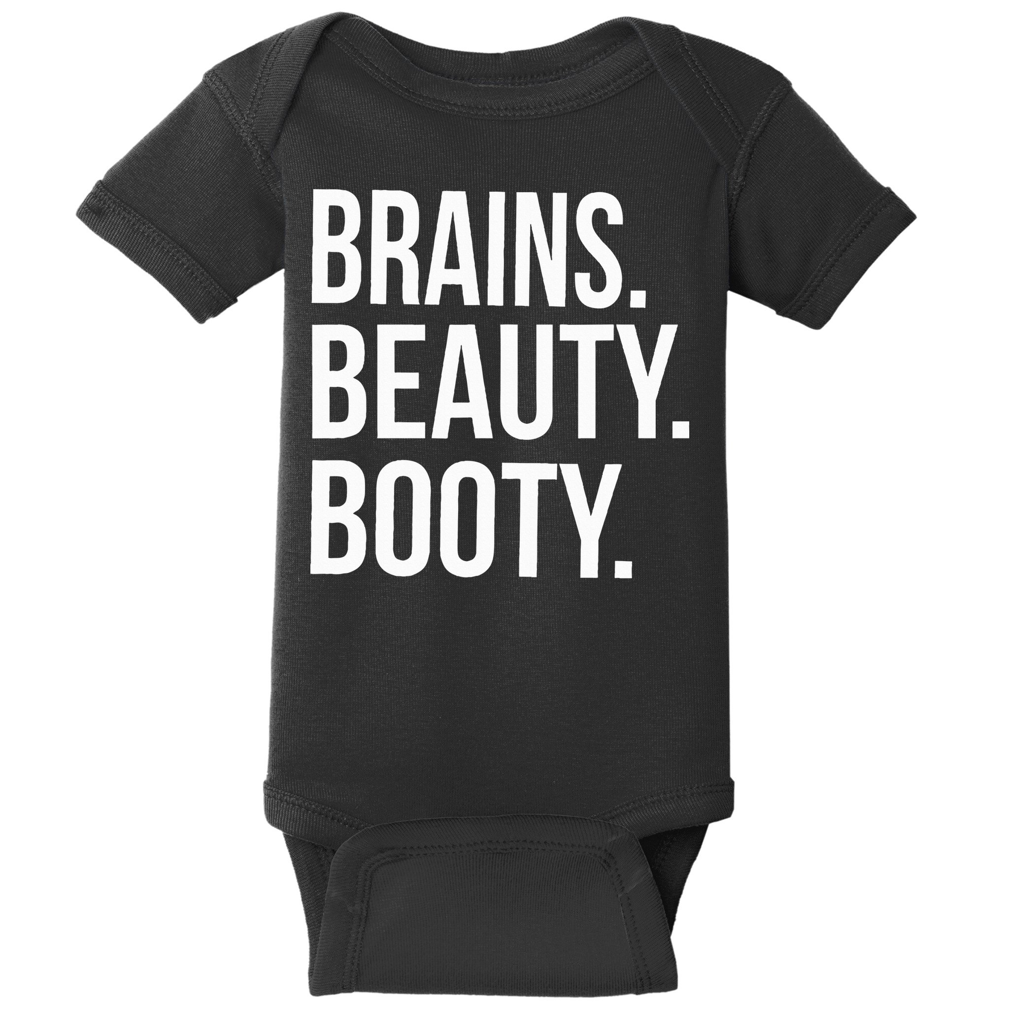 Brains. Beauty. Booty. Cute Funny Workout Baby Bodysuit