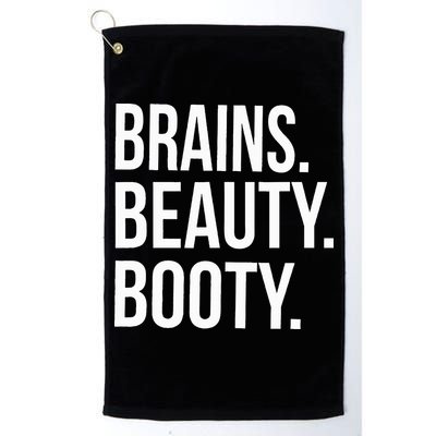 Brains. Beauty. Booty. Cute Funny Workout Golf Towel