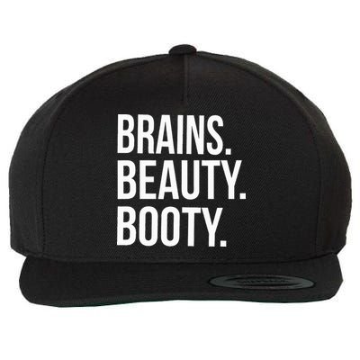 Brains. Beauty. Booty. Cute Funny Workout Wool Snapback Cap