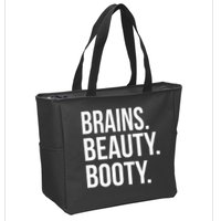 Brains. Beauty. Booty. Cute Funny Workout Zip Tote Bag