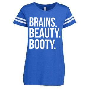 Brains. Beauty. Booty. Cute Funny Workout Enza Ladies Jersey Football T-Shirt