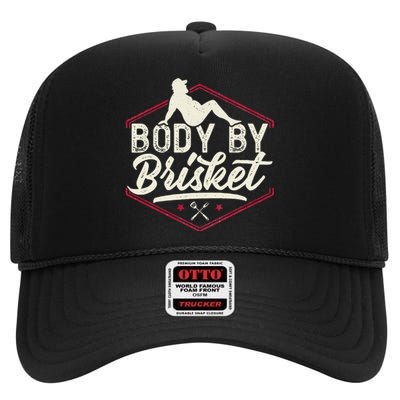 Body By Brisket Funny Steak Lover Grilling BBQ Chef High Crown Mesh Back Trucker Hat