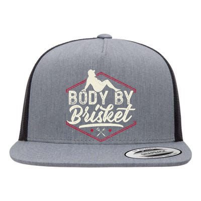 Body By Brisket Funny Steak Lover Grilling BBQ Chef Flat Bill Trucker Hat