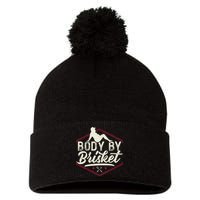 Body By Brisket Funny Steak Lover Grilling BBQ Chef Pom Pom 12in Knit Beanie