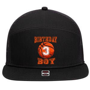 Basketball Birthday Boy 3 Year Old 3rd Birthday 7 Panel Mesh Trucker Snapback Hat