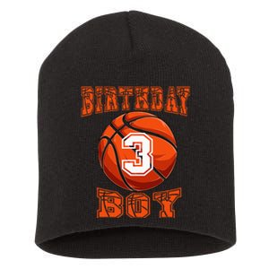 Basketball Birthday Boy 3 Year Old 3rd Birthday Short Acrylic Beanie