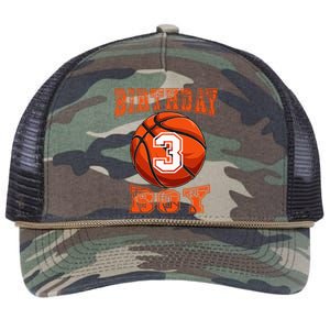 Basketball Birthday Boy 3 Year Old 3rd Birthday Retro Rope Trucker Hat Cap