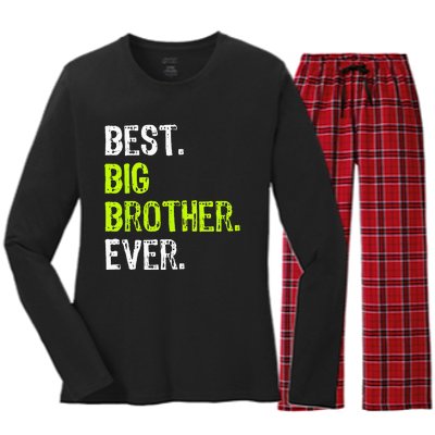 Best Big Brother Ever Teenager Older Sibling Women's Long Sleeve Flannel Pajama Set 