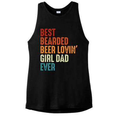 Best Bearded Beer Loving Dad Ever Retro funny Father Ladies PosiCharge Tri-Blend Wicking Tank