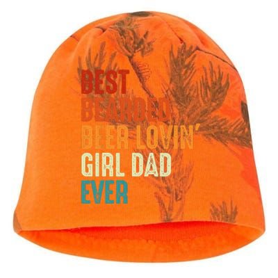 Best Bearded Beer Loving Dad Ever Retro funny Father Kati - Camo Knit Beanie