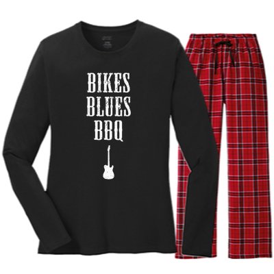 Bikes Blues Barbecue Fayetteville Ar Ozarks Music Women's Long Sleeve Flannel Pajama Set 