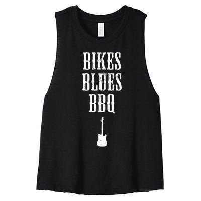 Bikes Blues Barbecue Fayetteville Ar Ozarks Music Women's Racerback Cropped Tank