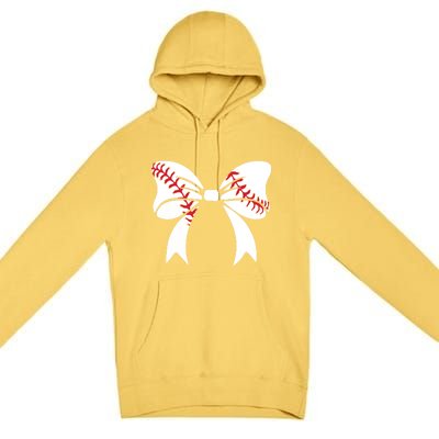 Baseball Bow Coquette Bows Great Gift Premium Pullover Hoodie