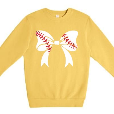 Baseball Bow Coquette Bows Great Gift Premium Crewneck Sweatshirt