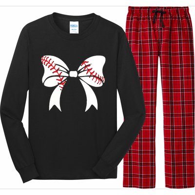 Baseball Bow Coquette Bows Great Gift Long Sleeve Pajama Set