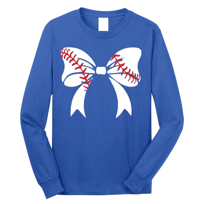 Baseball Bow Coquette Bows Great Gift Long Sleeve Shirt