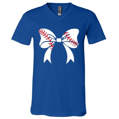 Baseball Bow Coquette Bows Great Gift V-Neck T-Shirt