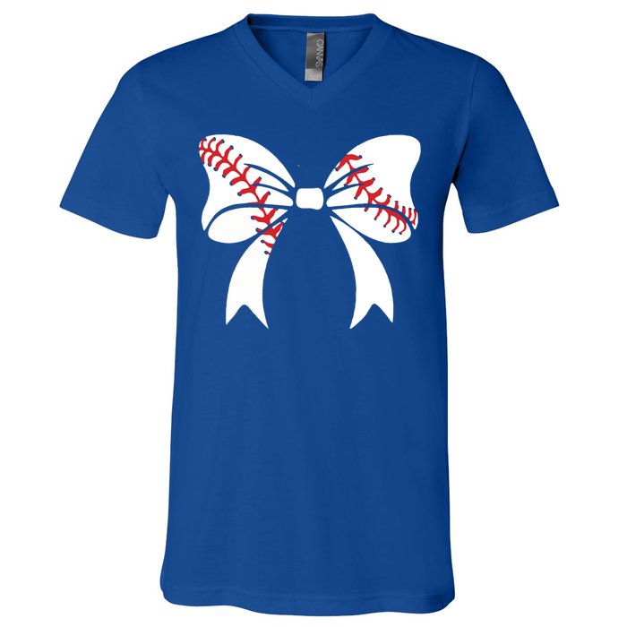 Baseball Bow Coquette Bows Great Gift V-Neck T-Shirt