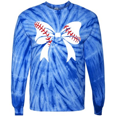 Baseball Bow Coquette Bows Great Gift Tie-Dye Long Sleeve Shirt