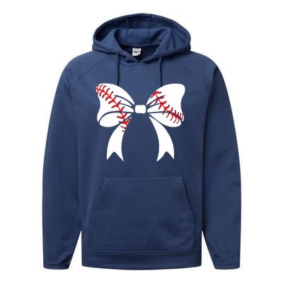 Baseball Bow Coquette Bows Great Gift Performance Fleece Hoodie