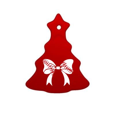 Baseball Bow Coquette Bows Great Gift Ceramic Tree Ornament