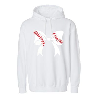 Baseball Bow Coquette Bows Great Gift Garment-Dyed Fleece Hoodie