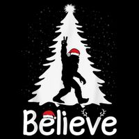 Believe Bigfoot Christmas Yetti Funny Xmas Tree Sasquatch Cooling Performance Crew T-Shirt