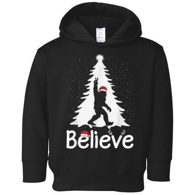 Believe Bigfoot Christmas Yetti Funny Xmas Tree Sasquatch Toddler Hoodie