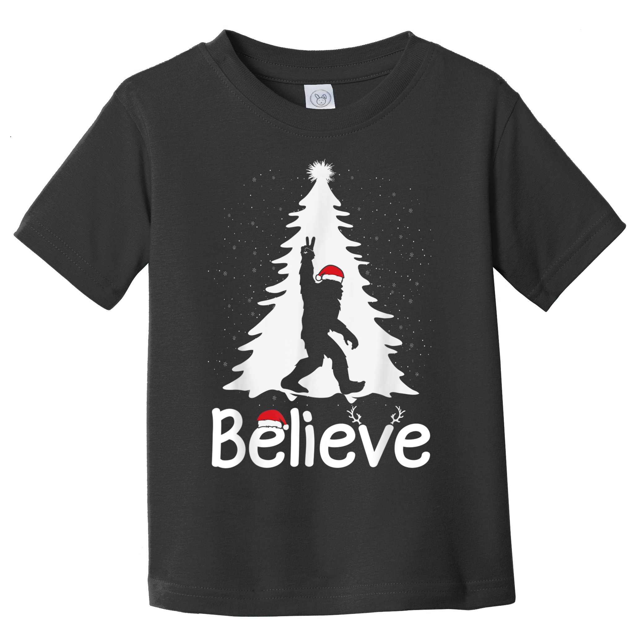Believe Bigfoot Christmas Yetti Funny Xmas Tree Sasquatch Toddler T-Shirt