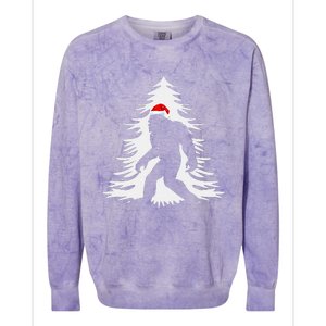 Bigfoot Believe Christmas Tree Sasquatch Santa Funny Bigfoot Colorblast Crewneck Sweatshirt