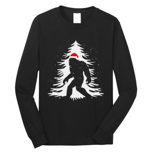 Bigfoot Believe Christmas Tree Sasquatch Santa Funny Bigfoot Long Sleeve Shirt