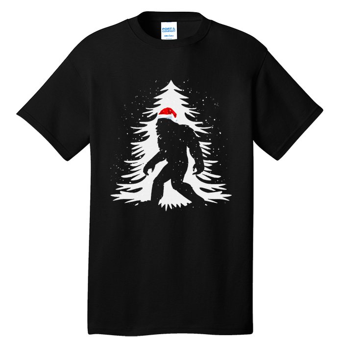 Bigfoot Believe Christmas Tree Sasquatch Santa Funny Bigfoot Tall T-Shirt