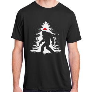 Bigfoot Believe Christmas Tree Sasquatch Santa Funny Bigfoot Adult ChromaSoft Performance T-Shirt