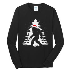 Bigfoot Believe Christmas Tree Sasquatch Santa Funny Bigfoot Tall Long Sleeve T-Shirt