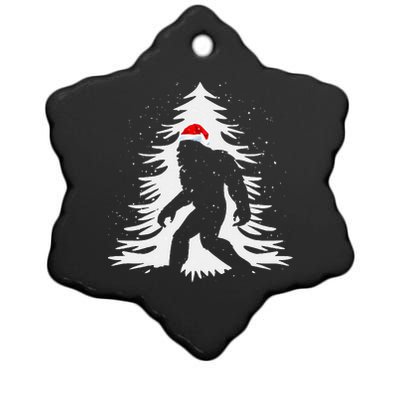 Bigfoot Believe Christmas Tree Sasquatch Santa Funny Bigfoot Ceramic Star Ornament