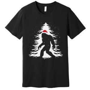 Bigfoot Believe Christmas Tree Sasquatch Santa Funny Bigfoot Premium T-Shirt