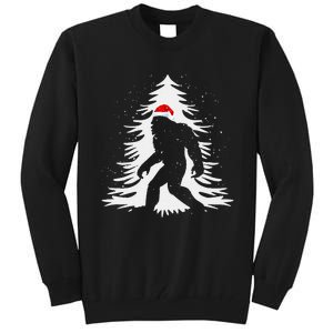 Bigfoot Believe Christmas Tree Sasquatch Santa Funny Bigfoot Tall Sweatshirt