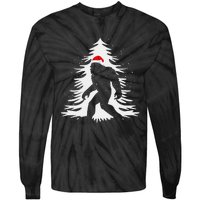 Bigfoot Believe Christmas Tree Sasquatch Santa Funny Bigfoot Tie-Dye Long Sleeve Shirt