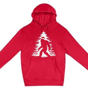 Bigfoot Believe Christmas Tree Sasquatch Santa Funny Bigfoot Premium Pullover Hoodie