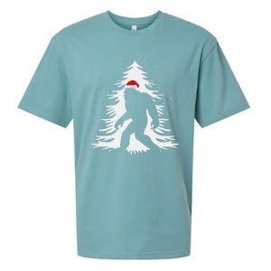 Bigfoot Believe Christmas Tree Sasquatch Santa Funny Bigfoot Sueded Cloud Jersey T-Shirt