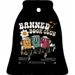 Banned Book Club Halloween Read Banned Books Ceramic Bell Ornament