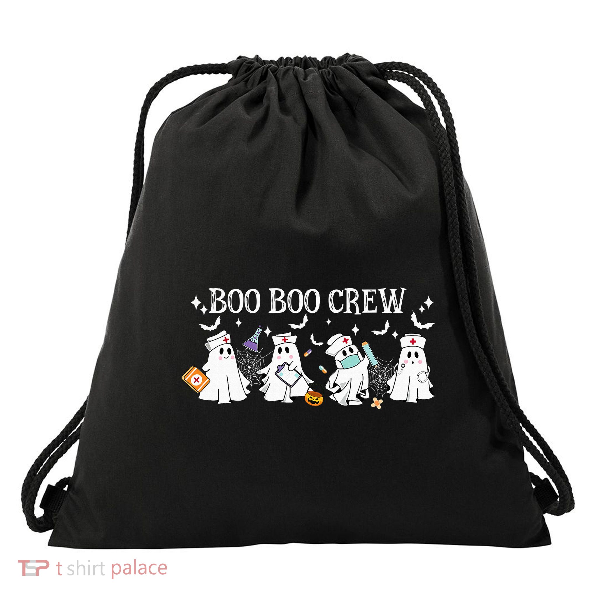Boo Boo Crew Nurse Ghost Funny Halloween Drawstring Bag