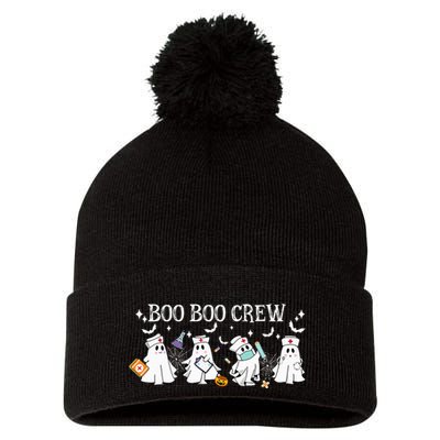 Boo Boo Crew Nurse Ghost Funny Halloween Pom Pom 12in Knit Beanie
