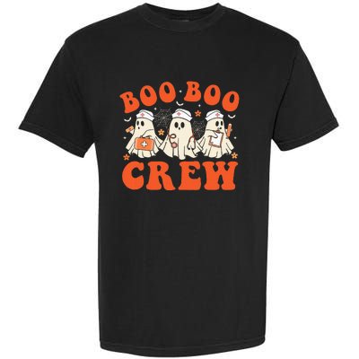 Boo Boo Crew Nurse Ghost Scrub Top Nursing Halloween Costume Garment-Dyed Heavyweight T-Shirt